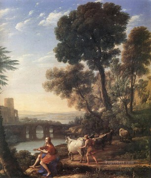 ブルック川の流れ Painting - アポロンがアドメトゥスの群れを守る風景 クロード・ロラン川
